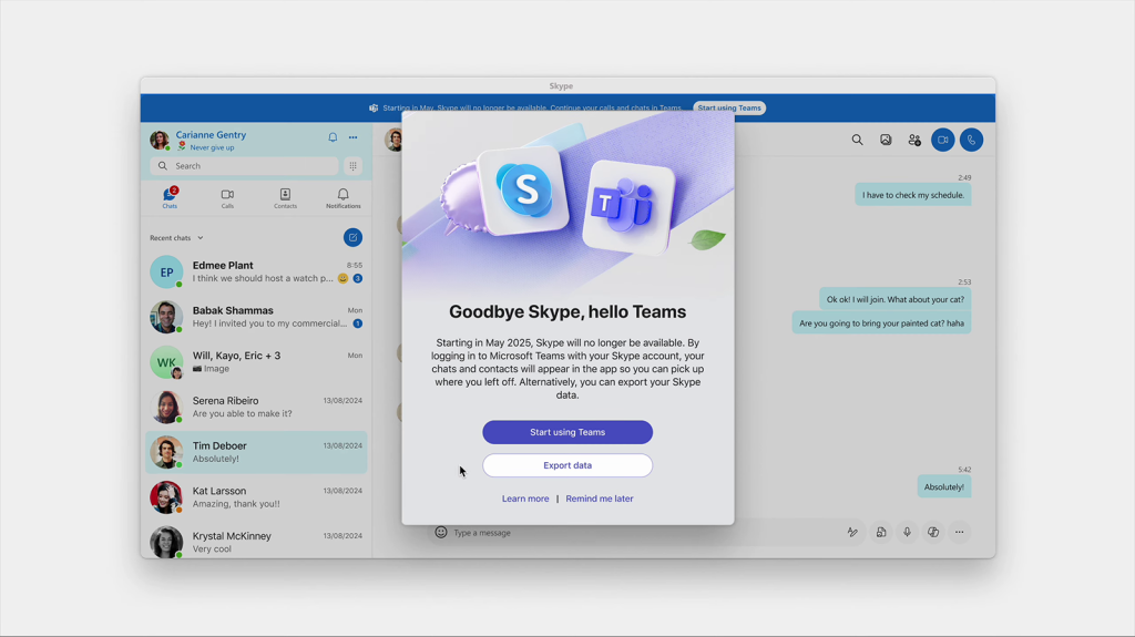 Goodbnye Skype hello teams